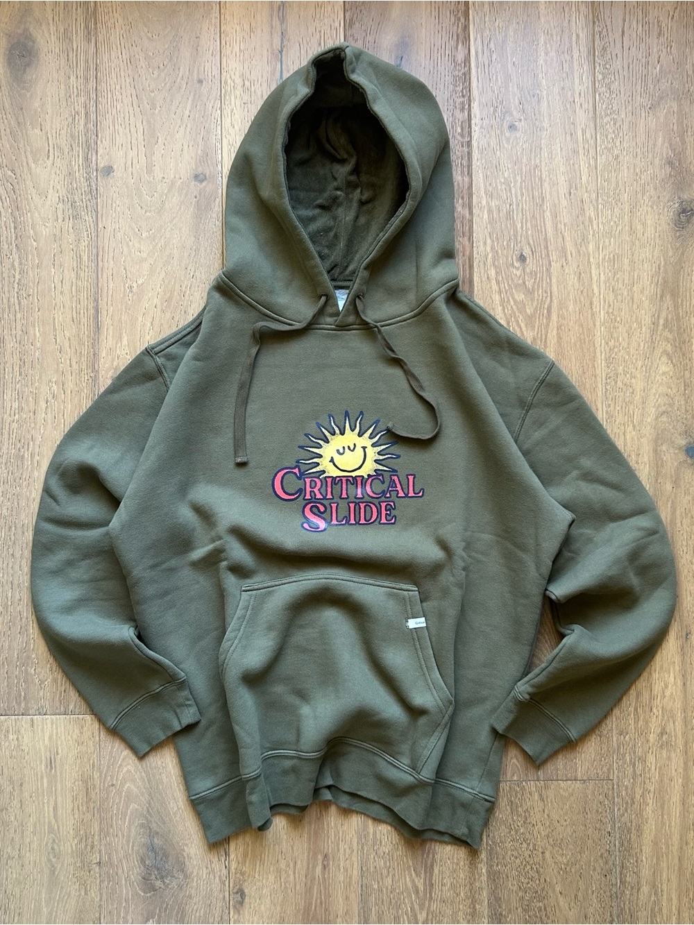 Critical Slide Olive Green Terry Hoodie Sun Beach Graphic Hoodie Sweatshirt